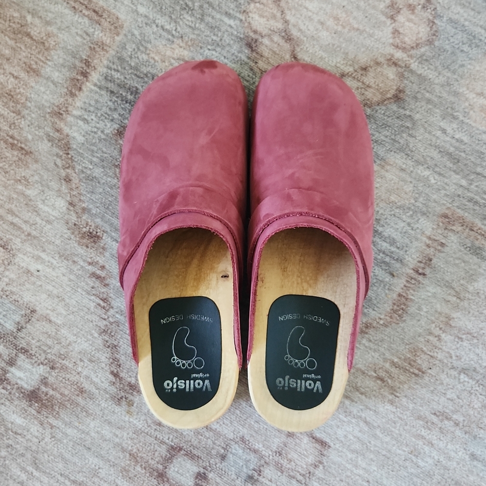 Vollsjö Original Swedish Design Clogs Women's 8.5 Pink Leather